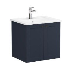 Vitra Root Classic 68692 Lavabo Dolabı, Kapaklı, 60 Cm, Mat Lacivert, Köşeli Lavabolu